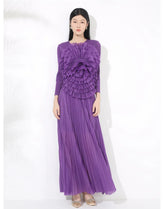 HEYFANCYSTYLE Women's Luxury Flower Set, Formal Pleated Midi Skirt Outfit
